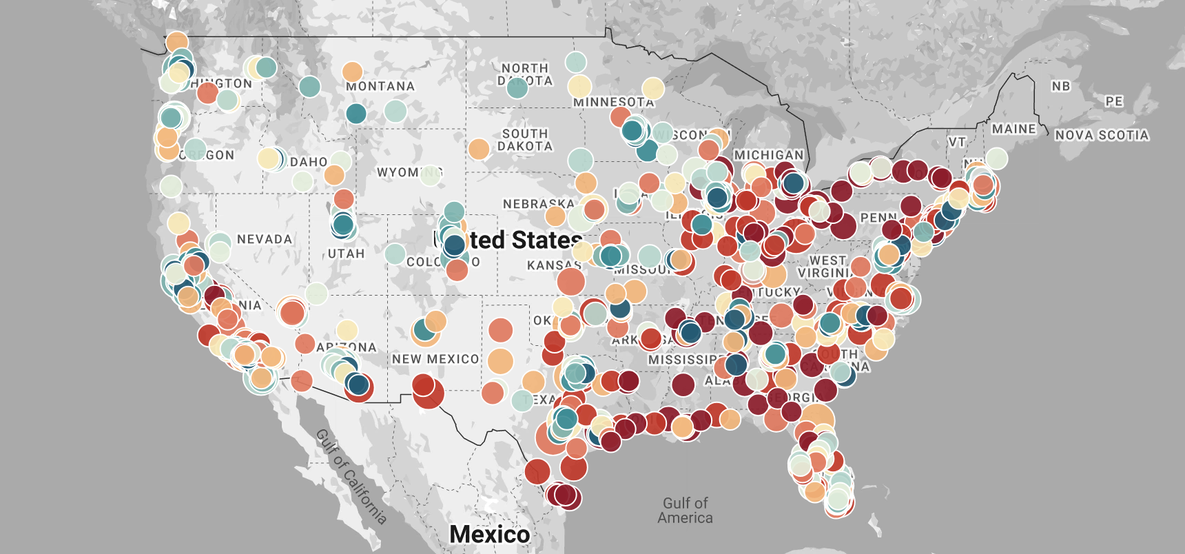 Every U.S. city of 50,000 or more on one map